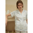 Satin Printed Short-sleeved Shirt & Pants Pajama Set