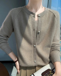Soft Mink Cashmere O-Neck Cardigan