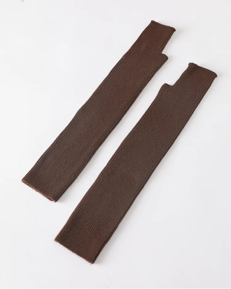 Wool Blend Knit Long Arm Warmers