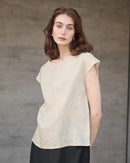 Linen Crew Neck Loose Casual Sleeveless Shirt