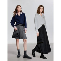 Contrasting Color Splicing Fake Two Piece Pullover Tops