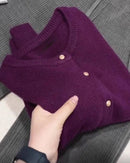 Casual Long-Sleeved Round-Neck Cardigan Sweater