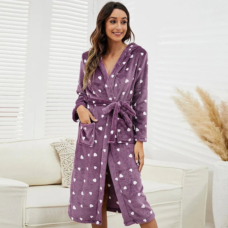 Flannel Hooded Pajamas Robe