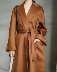 Belted Wool-Blend Wrap Coat
