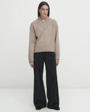 Wool Blend V-Neck Simple Sweater