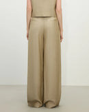 Linen Blend High-Waist Wide-Leg Pants