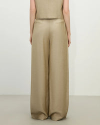 Linen Blend High-Waist Wide-Leg Pants