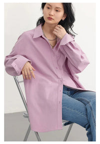 Oversized Long-sleeved Cotton Shirt