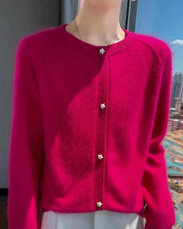 Soft Mink Cashmere O-Neck Cardigan