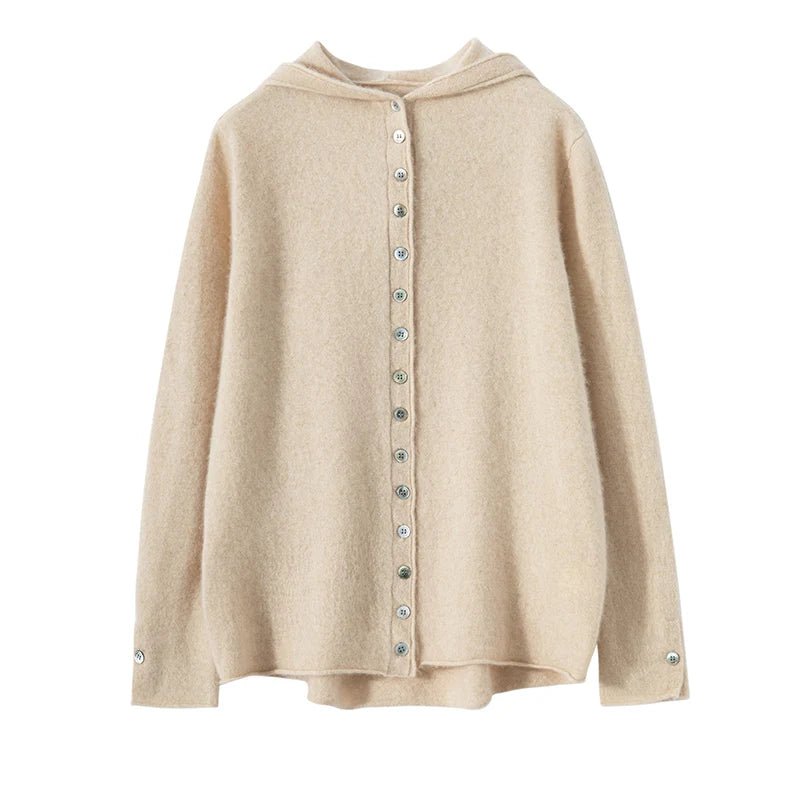 Cashmere Knitted Hooded Cardigan