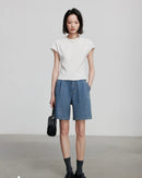 Wide-Leg Denim Shorts
