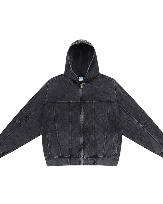 Cotton Retro Washed Zipper Hoodies