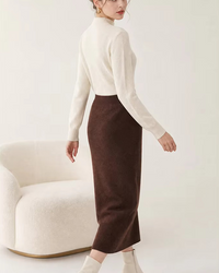Cashmere A-Line Midi Skirt