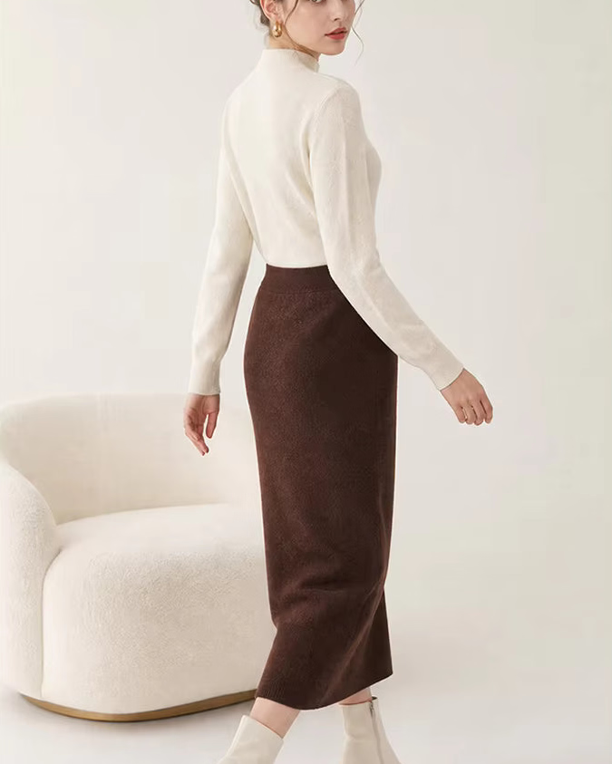 Cashmere A-Line Midi Skirt