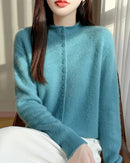 Mock Neck Merino Wool Cardigan
