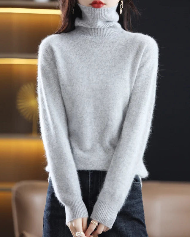 Plush Mink Cashmere Turtleneck Sweater