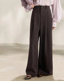High-Waist Pleated Wide-Leg Trousers