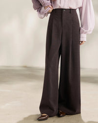 High-Waist Pleated Wide-Leg Trousers
