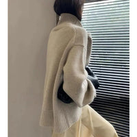 Loose High Neck Wool Pullover Sweater