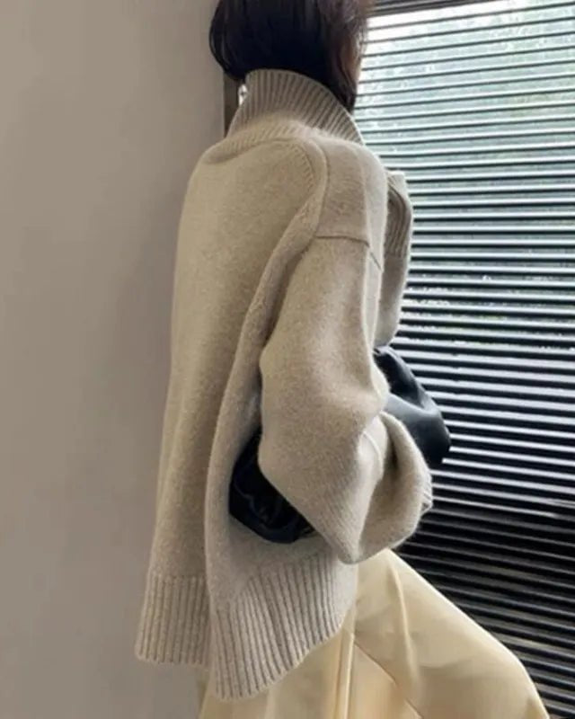 Loose High Neck Wool Pullover Sweater