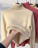 Thick Velvet-Lined Turtleneck Pullover