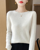Merino Wool O-Neck Pullover Sweater