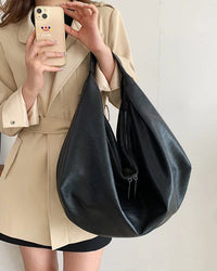 Soft Leather Hobo Shoulder Tote