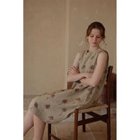 Cotton-colored Woven Jacquard  Nightdress