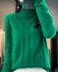 Merino Wool Turtleneck Jacquard Sweater