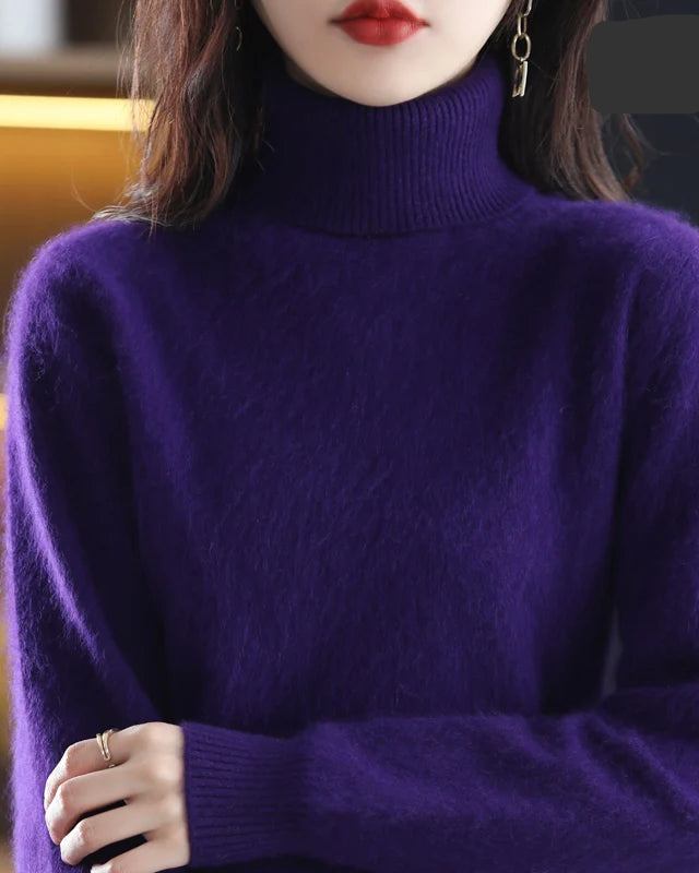 Plush Mink Cashmere Turtleneck Sweater