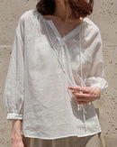 New V-Neck Drawstring Lightweight Shirt