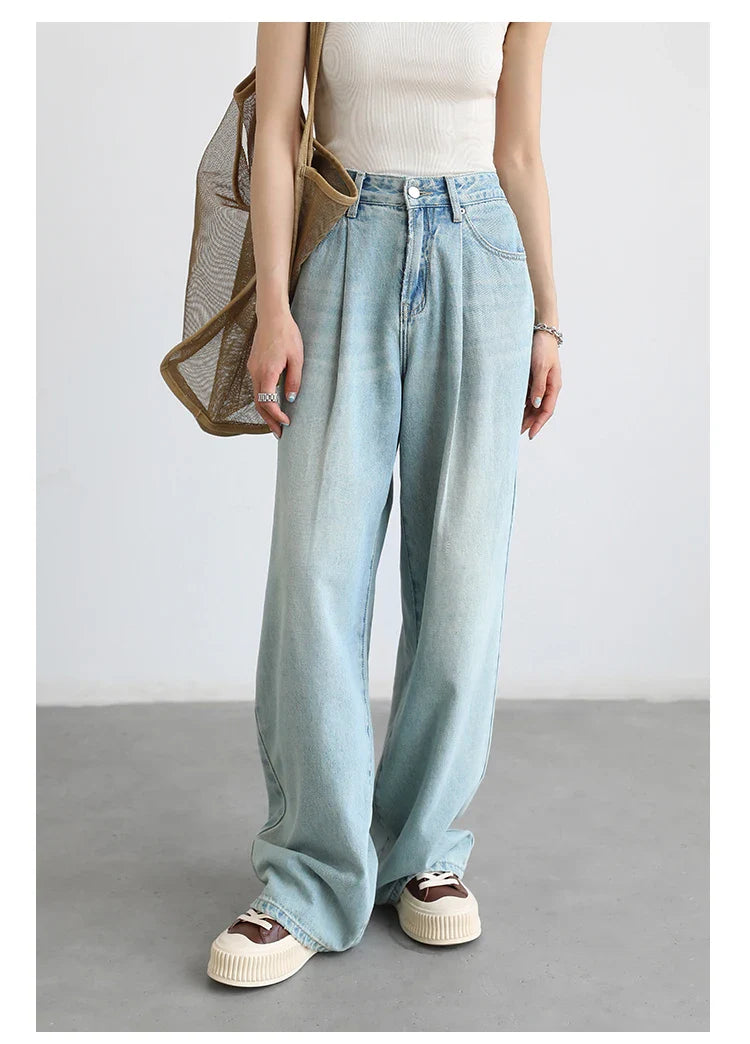 High Waisted Wide Leg Denim Pants