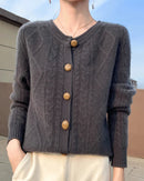 Thick Merino Wool Crewneck Cardigan