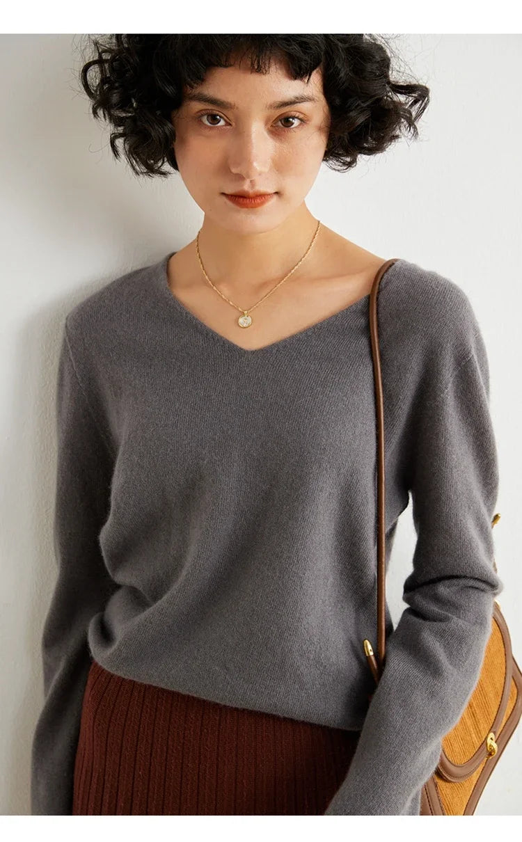V-Neck Cashmere Basic Jumper