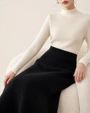 Merino Wool Pleated Midi Skirt