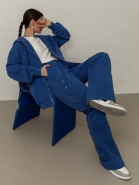 Oversized Fleece Hooded Sweatshirt Tracksuits