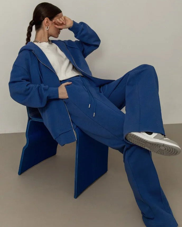 Oversized Fleece Hooded Sweatshirt Tracksuits