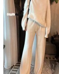 Cotton Wool Wide-Leg Knit Pants