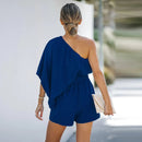 One Shoulder High Waist Short Playsuit