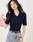 Slim Knit Short-Sleeve Cardigan