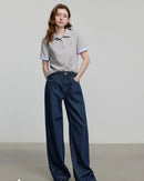 Embroidered Piqué Short Sleeve Top