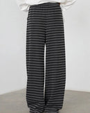 Pleated Striped Wide Leg Trousers