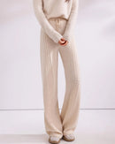 Cable-Knit Wool Wide-Leg Pants