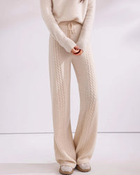 Cable-Knit Wool Wide-Leg Pants