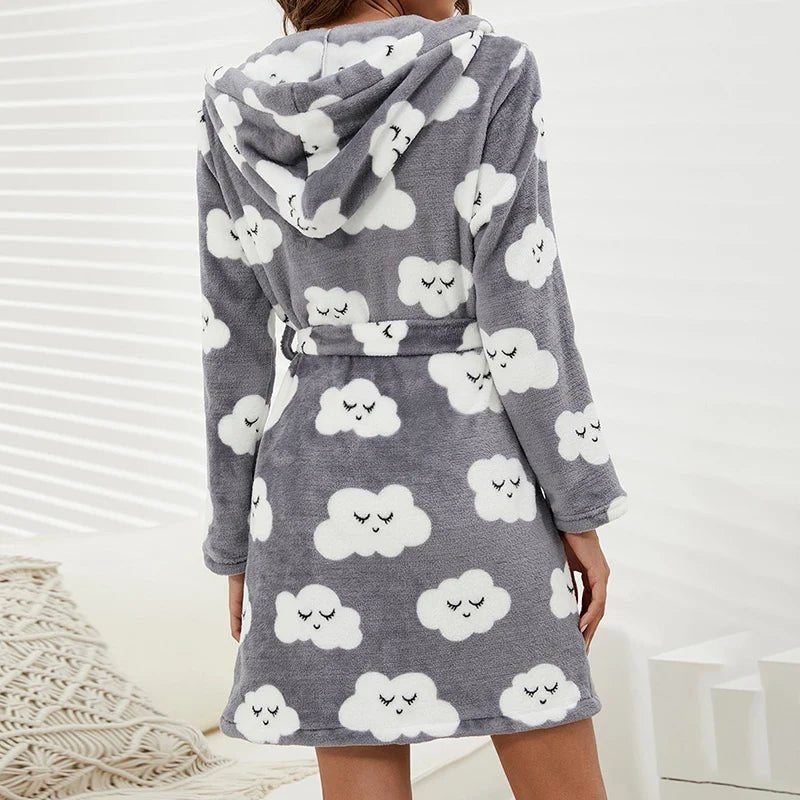 Flannel Hooded Pajamas Robe