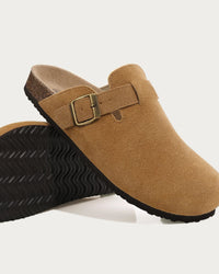 Suede Platform Cork Insole Slippers