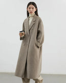 Double-Breasted Wool Blend Long Coat