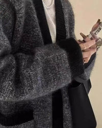 Relaxed V Neck Knit Cardigan
