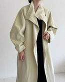 Minimalist Stand-Collar Belted Trench Coat