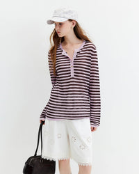 Striped Knit Long-Sleeve Top
